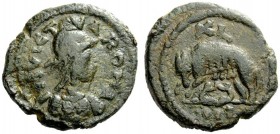 THE OSTROGOTHS 
 Municipal Bronze Coinage of Roma 
 Class 2. Heavy series. Follis (40 nummi), Roma 493-553 Æ 19.45 g. IMVICT – A ROMA Helmeted and c...
