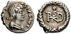 THE OSTROGOTHS 
 Theoderic, 493-526 
 Pseudo-Imperial Coinage. In the name of Anastasius, 491-518 . Quarter siliqua, Roma 493-526, AR 0.88 g. [DN AN...
