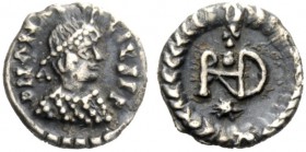 THE OSTROGOTHS 
 Theoderic, 493-526 
 Pseudo-Imperial Coinage. In the name of Anastasius, 491-518 . Quarter siliqua, Ravenna (?) 493-526, AR 0.81 g....