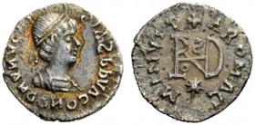 THE OSTROGOTHS 
 Theoderic, 493-526 
 Pseudo-Imperial Coinage. In the name of Anastasius, 491-518 . Quarter siliqua, Mediolanum 493-526, AR 0.78 g. ...