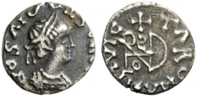 THE OSTROGOTHS 
 Theoderic, 493-526 
 Pseudo-Imperial Coinage. In the name of Anastasius, 491-518 . Quarter siliqua, Mediolanum 493-526, AR 0.89 g. ...