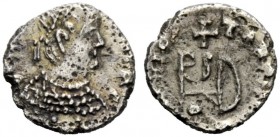 THE OSTROGOTHS 
 Theoderic, 493-526 
 Pseudo-Imperial Coinage. In the name of Anastasius, 491-518 . Quarter siliqua, Sirmium 493-526, AR 0.69 g. [DN...