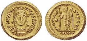 THE OSTROGOTHS 
 Athalaric, 526-534 
 Pseudo-Imperial Coinage. In the name of Justin I, 518-527 . Solidus, Roma 526-527, AV 4.36 g. DN IVSTI – NVS P...