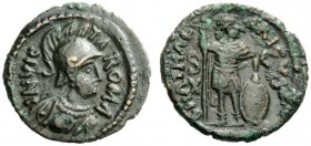 THE OSTROGOTHS 
 Athalaric, 526-534 
 Pseudo-Imperial Coinage. In the name of Justinian I, 527-565 . Decanummium, Roma 526-534, Æ 2.65 g. INVIC – TL...