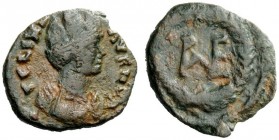 THE OSTROGOTHS 
 Municipal Coinage of Ravenna, 536-553 
 Decanummium, Ravenna 536-554, Æ 2.07 g. FELIX R – AVENNA Mural-crowned and draped bust r., ...