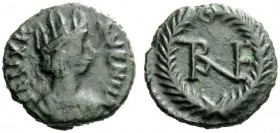 THE OSTROGOTHS 
 Municipal Coinage of Ravenna, 536-553 
 Decanummium, Ravenna 536-554, Æ 2.94 g. FELIX R – AVENNA Mural-crowned and draped bust r., ...