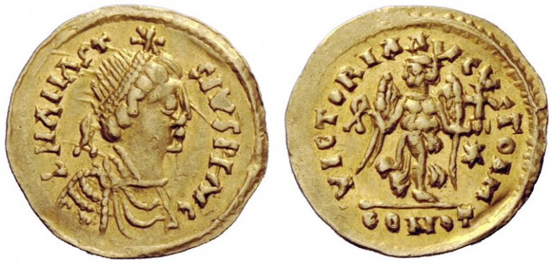 THE OSTROGOTHS 
 Baduila, 541-552 
 Pseudo-Imperial Coinage. In the name of An...