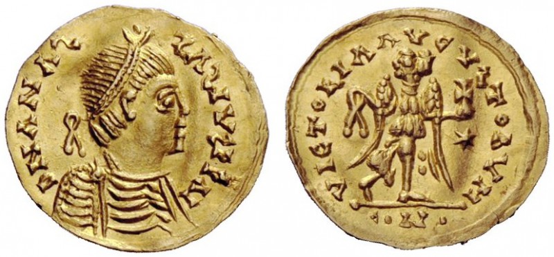 THE OSTROGOTHS 
 Baduila, 541-552 
 Pseudo-Imperial Coinage. In the name of An...