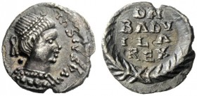 THE OSTROGOTHS 
 Baduila, 541-552 
 Pseudo-Imperial Coinage. In the name of Anastasius, 491-518 . Half siliqua, Ticinum 549/550-552, AR 1.28 g. […] ...