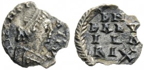 THE OSTROGOTHS 
 Baduila, 541-552 
 Pseudo-Imperial Coinage. In the name of Anastasius, 491-518 . Quarter siliqua, Ticinum 549/550-552, AR 0.36 g. D...