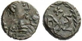THE OSTROGOTHS 
 Baduila, 541-552 
 Pseudo-Imperial Coinage. In the name of Anastasius, 491-518 . Nummus, Ticinum 541-552, Æ 0.77 g. […] Pearl-diade...