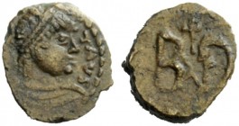 THE OSTROGOTHS 
 Baduila, 541-552 
 Pseudo-Imperial Coinage. In the name of Anastasius, 491-518 . Nummus, Ticinum 541-552, Æ 0.74 g. […] – TAVS Pear...