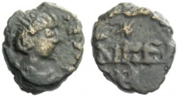 THE OSTROGOTHS 
 Baduila, 541-552 
 Pseudo-Imperial Coinage. In the name of Anastasius, 491-518. Nummus, Ticinum 541-552, AE 0.63 g. […] Pearl-diade...
