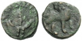 THE OSTROGOTHS 
 Baduila, 541-552 
 Pseudo-Imperial Coinage. In the name of Anastasius, 491-518 . Nummus, Roma 549/550-552, Æ 0.55 g. [….] Crowned, ...