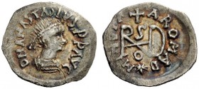 THE GEPIDS 
 Pseudo-Imperial Coinage. In the name of Anastasius, 491-518 . Quarter siliqua, Sirmium 493-526, AR 0.90 g. DN ANASTASIVS PP AVC Pearl-di...