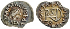 THE GEPIDS 
 Pseudo-Imperial Coinage. In the name of Anastasius, 491-518 . Quarter siliqua, Sirmium 493-526, AR 0.85 g. DN ANASTASIVS P AVC Pearl-dia...