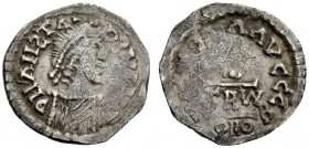 THE GEPIDS 
 Pseudo-Imperial Coinage. In the name of Anastasius, 491-518 . Quarter siliqua, Sirmium 491-518, AR 1.90 g. DN ANASTA – OSV PVC Pearl-dia...
