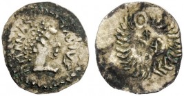 THE GEPIDS 
 Pseudo-Imperial Coinage. In the name of Anastasius, 491-518 . Quarter siliqua, Sirmium 491-518, AR 0.47 g. DN ANAS – TAVIVS Pearl-diadem...