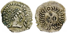 THE GEPIDS 
 Pseudo-Imperial Coinage. In the name of Anastasius, 491-518 . Quarter siliqua, Sirmium 491-518, AR 0.40 g. DN ANAS – TASIVS Pearl-diadem...