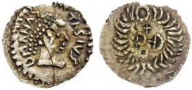 THE GEPIDS 
 Pseudo-Imperial Coinage. In the name of Anastasius, 491-518 . Quarter siliqua, Sirmium 491-518, AR 0.30 g. DN ANAS – TASIVS Pearl-diadem...