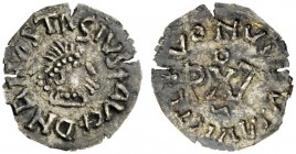 THE GEPIDS 
 Pseudo-Imperial Coinage. In the name of Anastasius, 491-518 . Quarter siliqua, Sirmium 491-518, AR 0.54 g. DN ANASTASIVSI AVC Pearl-diad...
