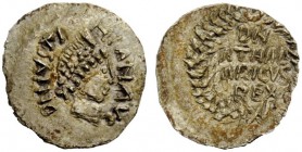 THE GEPIDS 
 Pseudo-Imperial Coinage. In the name of Justinian I, 527-565 . Quarter siliqua, Sirmium 527-565, AR 0.49 g. DN IVST – NIAN AVC Pearl-dia...