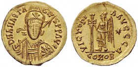 THE FRANKS 
 Clovis, 481-511 
 Pseudo-Imperial Coinage . In the name of Anastasius, 491-518 . Solidus, uncertain mint 481-511, AV 4.40 g. DN LNLSTL ...