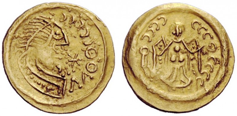 THE LOMBARDS 
 Transalpine Area 
 Pseudo-Imperial Coinage . Tremissis, Pannoni...