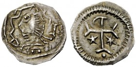 THE LOMBARDS 
 Transalpine Area 
 Pseudo-Imperial Coinage. In the name of Justinian I, 527-565. Half siliqua or quarter siliqua, Frisia circa 568-69...