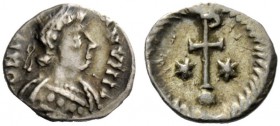 THE LOMBARDS 
 Lombardy 
 Pseudo-Imperial Coinage . In the name of Justinian I, 527-565. Half siliqua or quarter siliqua circa 568-690, AR 0.83 g. D...