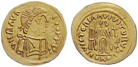 THE LOMBARDS 
 Lombardy 
 Pseudo-Imperial Coinage . In the name of Maurice Tiberius, 582-602. Tremissis circa 568-690, AV 1.42 g. DN mAVR – CIIPPVI ...