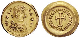 THE LOMBARDS 
 Tuscany 
 Pseudo-Imperial Coinage . In the name of Heraclius, 610-641. Tremissis circa 620-700, AV 1.46 g. IN * ER – Ah* II Pearl-dia...