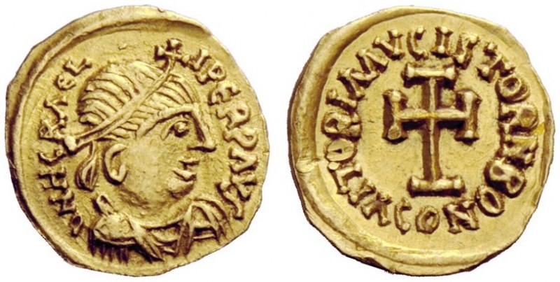 THE LOMBARDS 
 Tuscany 
 Pseudo-Imperial Coinage . In the name of Heraclius, 6...