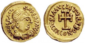 THE LOMBARDS 
 Tuscany 
 Pseudo-Imperial Coinage . In the name of Heraclius, 610-641. Tremissis circa 620-700, AV 1.46 g. DN HCRACL – I PERP AVS Pea...