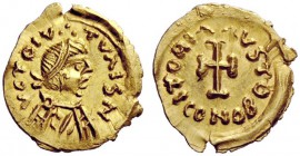 THE LOMBARDS 
 Tuscany 
 Pseudo-Imperial Coinage . In the name of Constans II, 641-668. Tremissis mid to late 7th century, AV 1.49 g. VCTOIV – TVAIS...