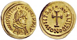 THE LOMBARDS 
 Tuscany 
 Pseudo-Imperial Coinage . In the name of Constans II, 641-668. Tremissis mid to late 7th century, AV 1.49 g. DN CONSTAV – T...