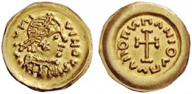THE LOMBARDS 
 Tuscany 
 Pseudo-Imperial Coinage . With blundered inscriptions. Tremissis mid to late 7th century, AV 1.44 g. (…)NI – VIHOVS Pearl-d...