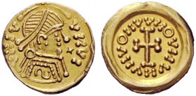 THE LOMBARDS 
 Tuscany 
 Pseudo-Imperial Coinage . With blundered inscriptions. Tremissis circa 620-700, AV 1.36 g. VHIV – VNVI Pearl-diademed, drap...