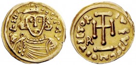 THE LOMBARDS 
 Romoald II, 706-731 
 In the name of Justinian II, 685-711 . Tremissis 706-731, AV 1.24 g. DN (…) P AV Crowned, draped and bearded bu...