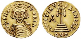 THE LOMBARDS 
 Arichis II, 758-787 
 With the title of Princeps . Solidus 774-787, AV 3.95 g. DN SVI – CTORIA Crowned, draped and bearded bust facin...