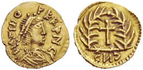 UNATTRIBUTED COINS OF THE GERMAN TRIBES 
 Pseudo-Imperial Coinage. In the name of Zeno, 474-491 . Tremissis, uncertain mint 476-493, AV 1.43 g. DN ZE...
