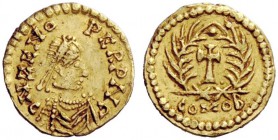 UNATTRIBUTED COINS OF THE GERMAN TRIBES 
 Pseudo-Imperial Coinage. In the name of Zeno, 474-491 . Tremissis, uncertain mint 476-493, AV 1.43 g. CN ZE...