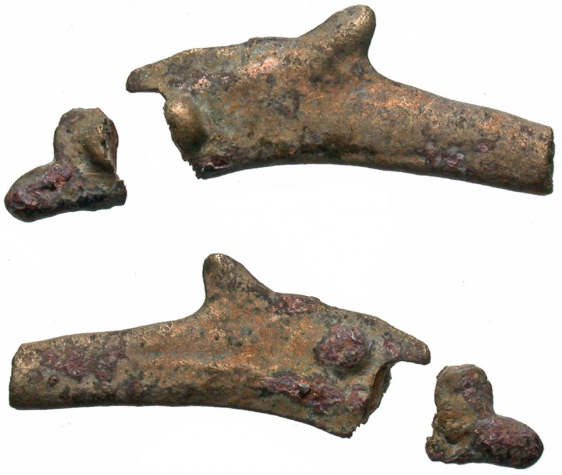 Skythia, Olbia, 5th - 4th Century BC
AE Cast Dolphin, 23mm, 1.09 grams
SNG BM3...