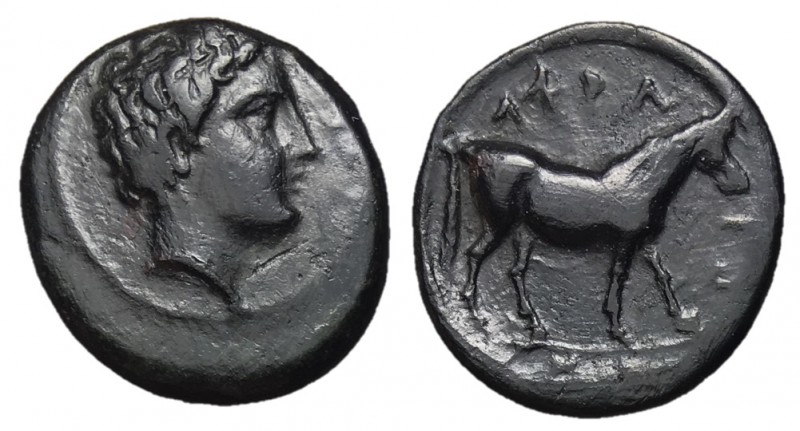 Thessaly, Atrax, mid 4th Century BC
AE Dichalkon, 19mm, 3.68 grams
Obverse: Ba...