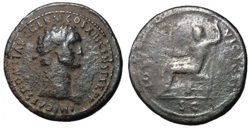 Domitian, 81 - 96 AD
AE Sestertius, Rome Mint, 35mm, 30.75 grams
Obverse: IMP ...