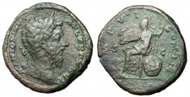 Marcus Aurelius, 161 - 180 AD, Sestertius, Roma Enthroned