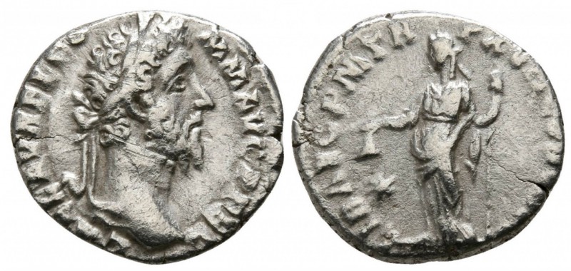 Commodus, 180 - 192 AD
Silver Denarius, Rome Mint, 16mm, 2.53 grams
Obverse: L...
