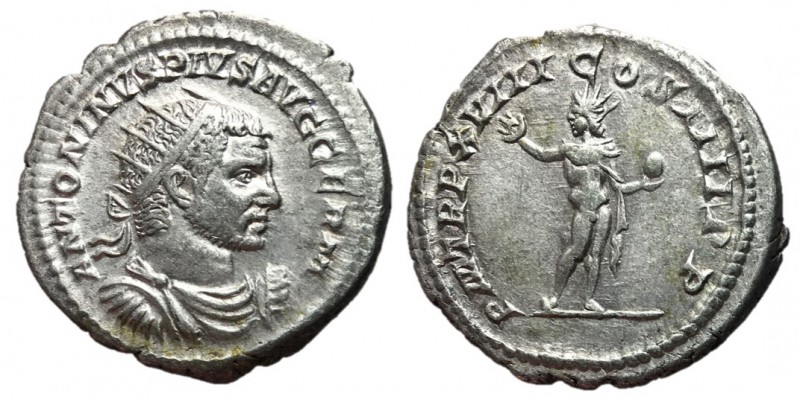 Caracalla, 222 - 235 AD
Silver Antoninianus, Rome Mint, 24mm, 4.73 grams
Obver...