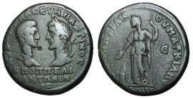 Macrinus with Diadumenian, 217 - 218 AD, AE 5 Assaria, Marcianopolis, Hera