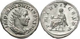 Philip I, 244 - 249 AD, Silver Antoninianus, Emperor Enthroned